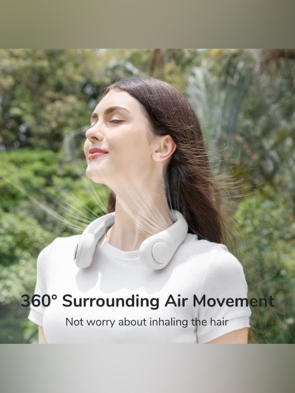 Portable White Neck Fan - Hands-Free Personal